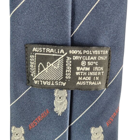 Address Australian Koala & Australia Text Patterned Tie Blue 100% Polyester - Picture 4 of 4